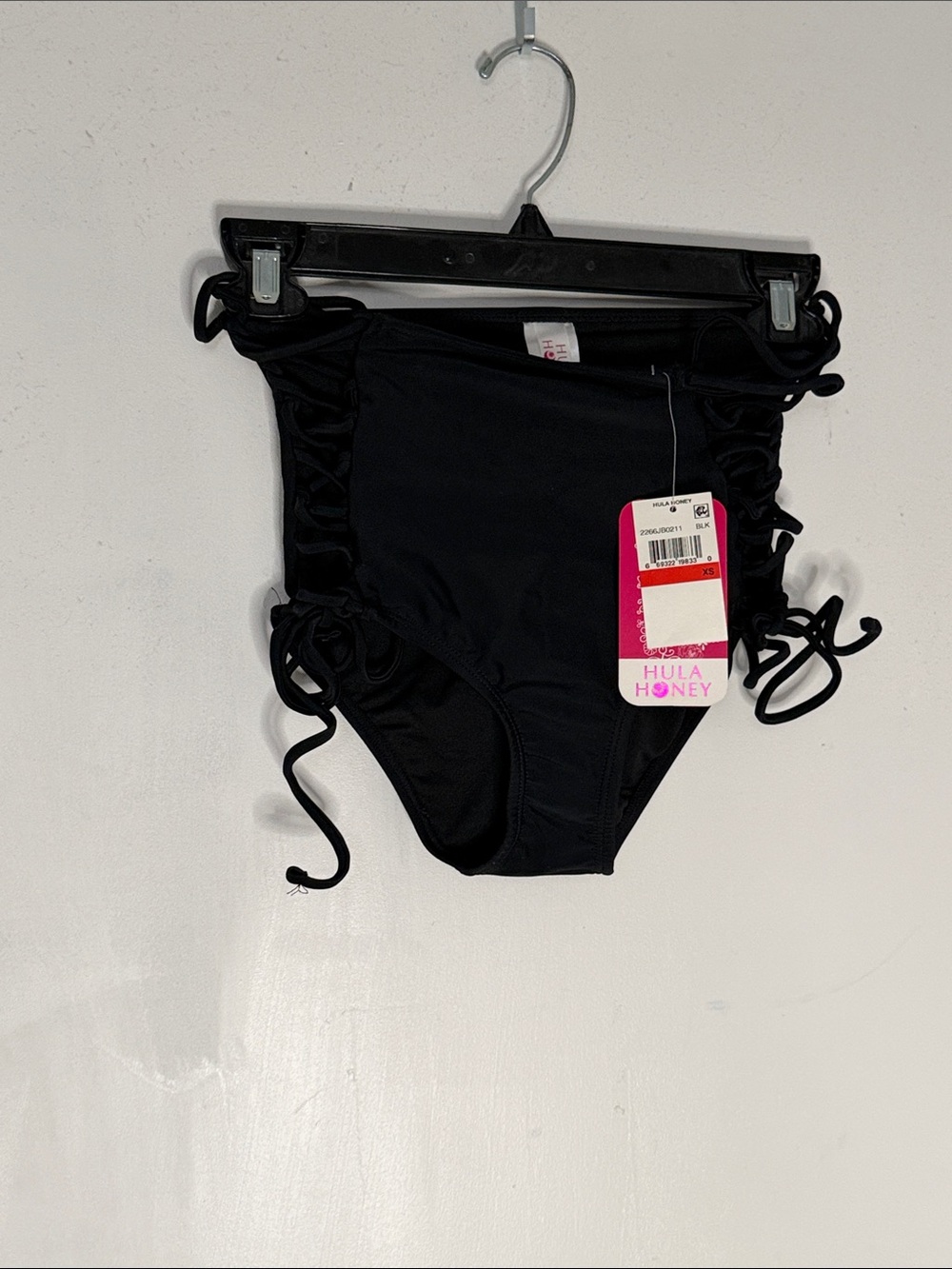 Hula Honey Black High-Waist Lace-Up Swim Bottoms